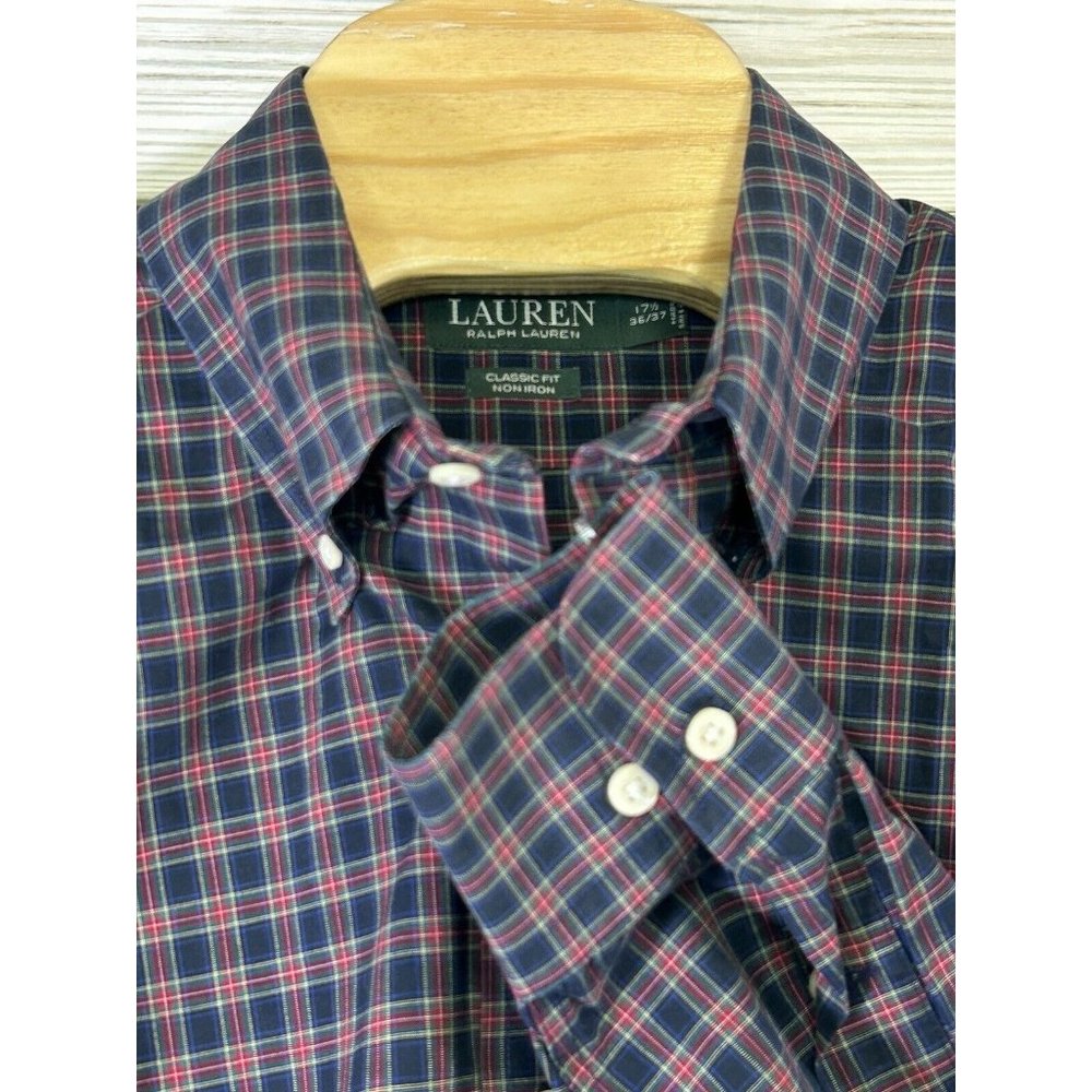 Lauren Ralph Lauren Button Down Shirt‎ Plaid Black/red/green Size XL (17 1/2)